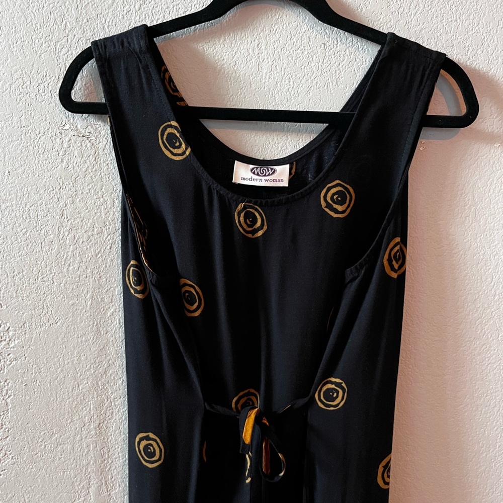 Black Dress with Gold Circle Pattern